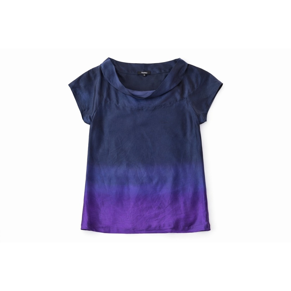 Silk Ombre Navy to Purple Cap-Sleeve Top